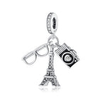Copper-Plated Silver Dating Travel Camera Tower DIY Pendant