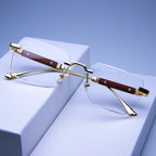 Frameless Edge-cut Sunglasses Fashion Trend Wood Grain Legs Gradient Color