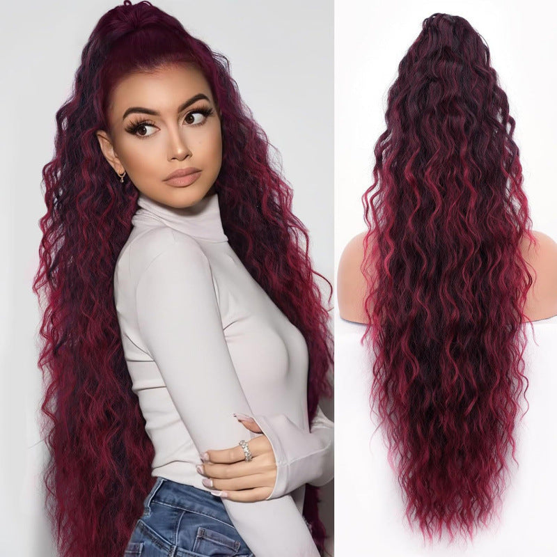 European And American-style Large Clip-in Long Wavy Ponytail Tiger-claw Long Curly Ponytail Wig