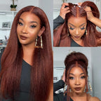Medium Split Fluffy Brown Long Straight Hair