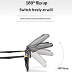 Ultra-light UV-protective Clip-on Sunglasses That Flip Up Compatible With Myopia Glasses