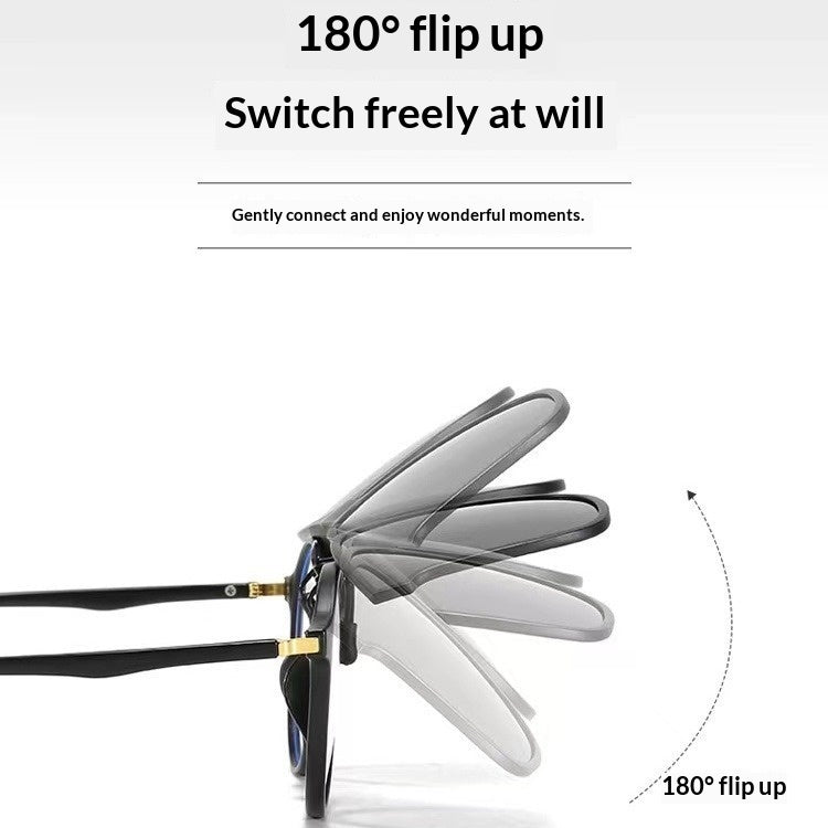 Ultra-light UV-protective Clip-on Sunglasses That Flip Up Compatible With Myopia Glasses