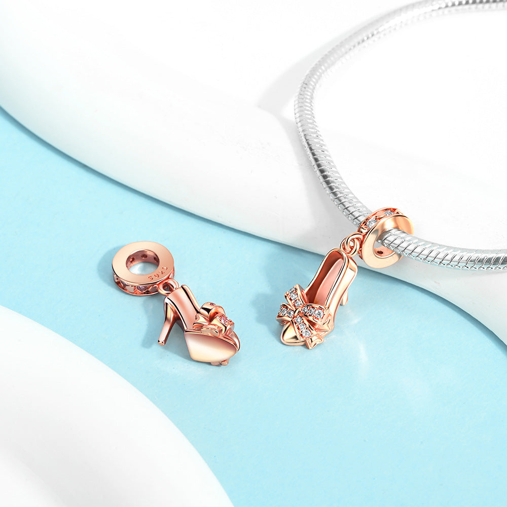 Copper-Plated Silver Dating Travel Camera Tower DIY Pendant