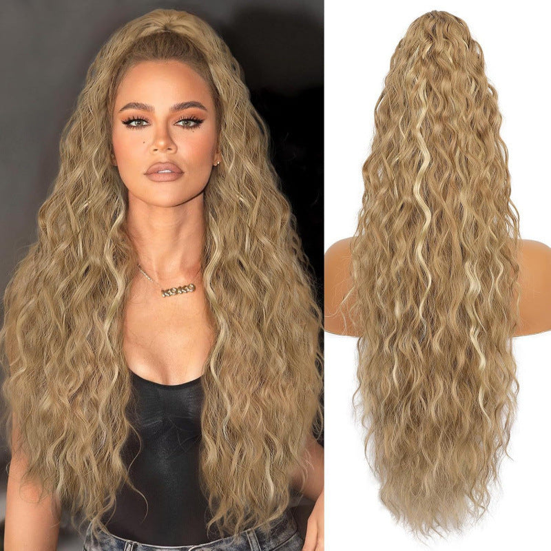 European And American-style Large Clip-in Long Wavy Ponytail Tiger-claw Long Curly Ponytail Wig