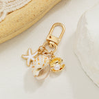 Seaside Alloy Natural Shell Pearl Keychain