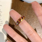 Retro Heart-shaped Zircon Ring For Women A Niche Style