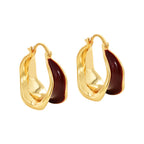 Copper-Plated Real Gold Enamel Dripping-Oil Earrings