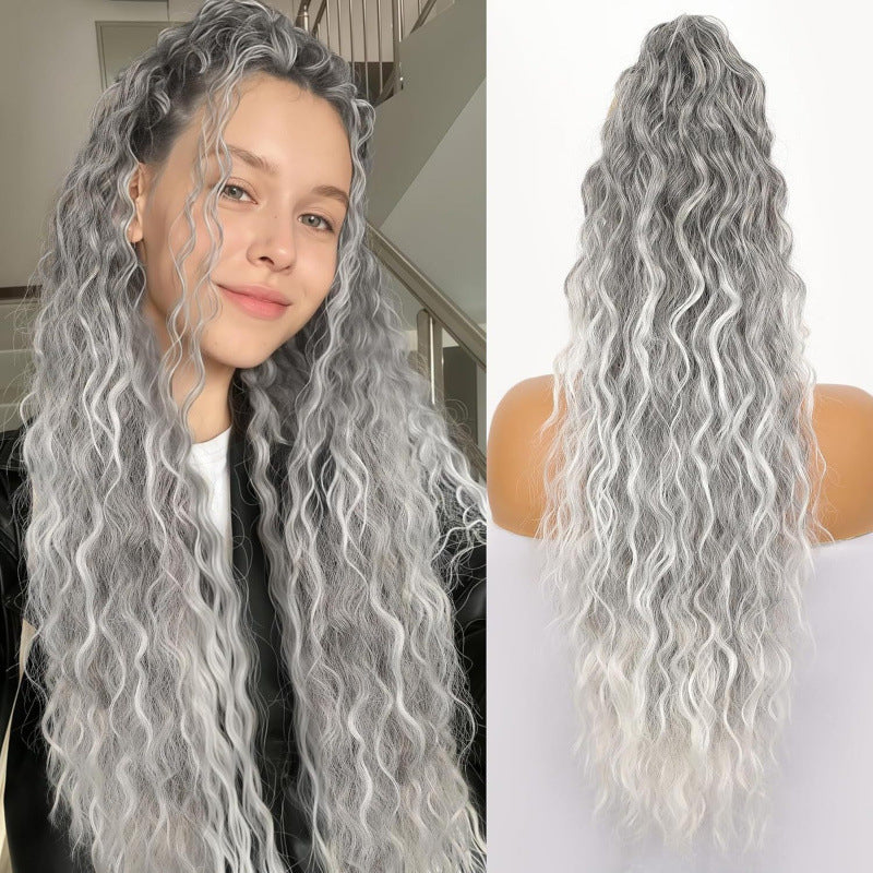 European And American-style Large Clip-in Long Wavy Ponytail Tiger-claw Long Curly Ponytail Wig