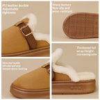 Womens AutumnWinter Indoor Plush Thick-Soled Warm Anti-Slip Cotton Slippers