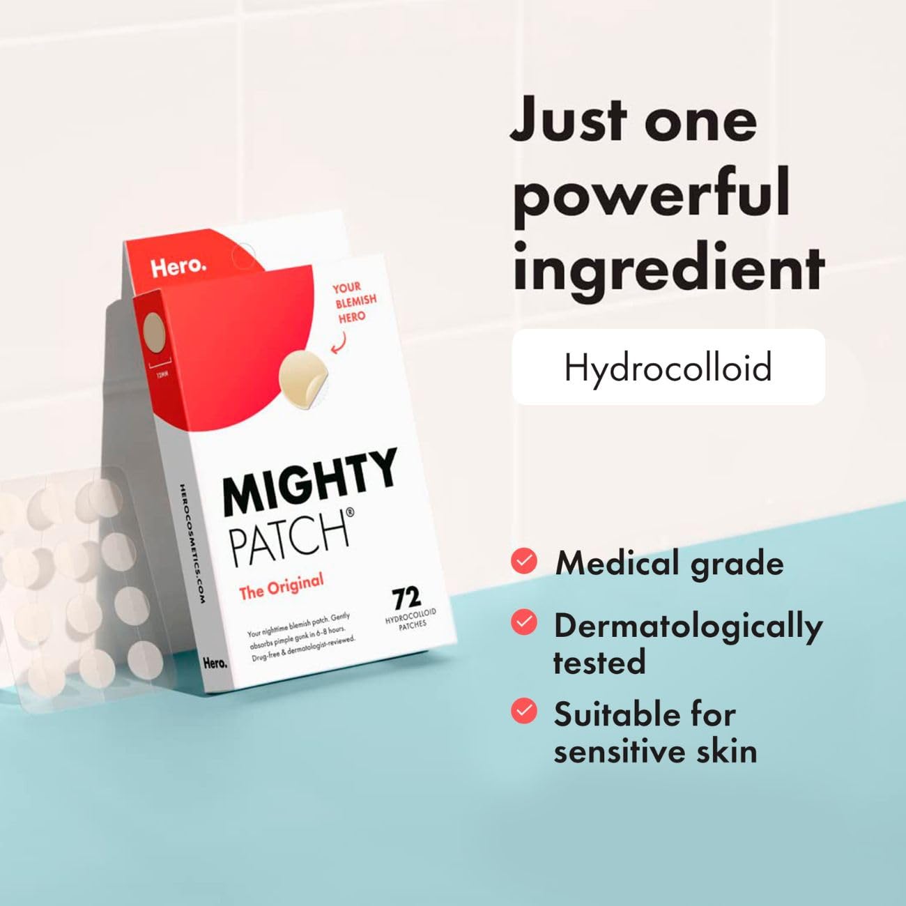 Hero Mighty Patch Day & Night, Hydrocolloid Pimple Patches (24 Pack)