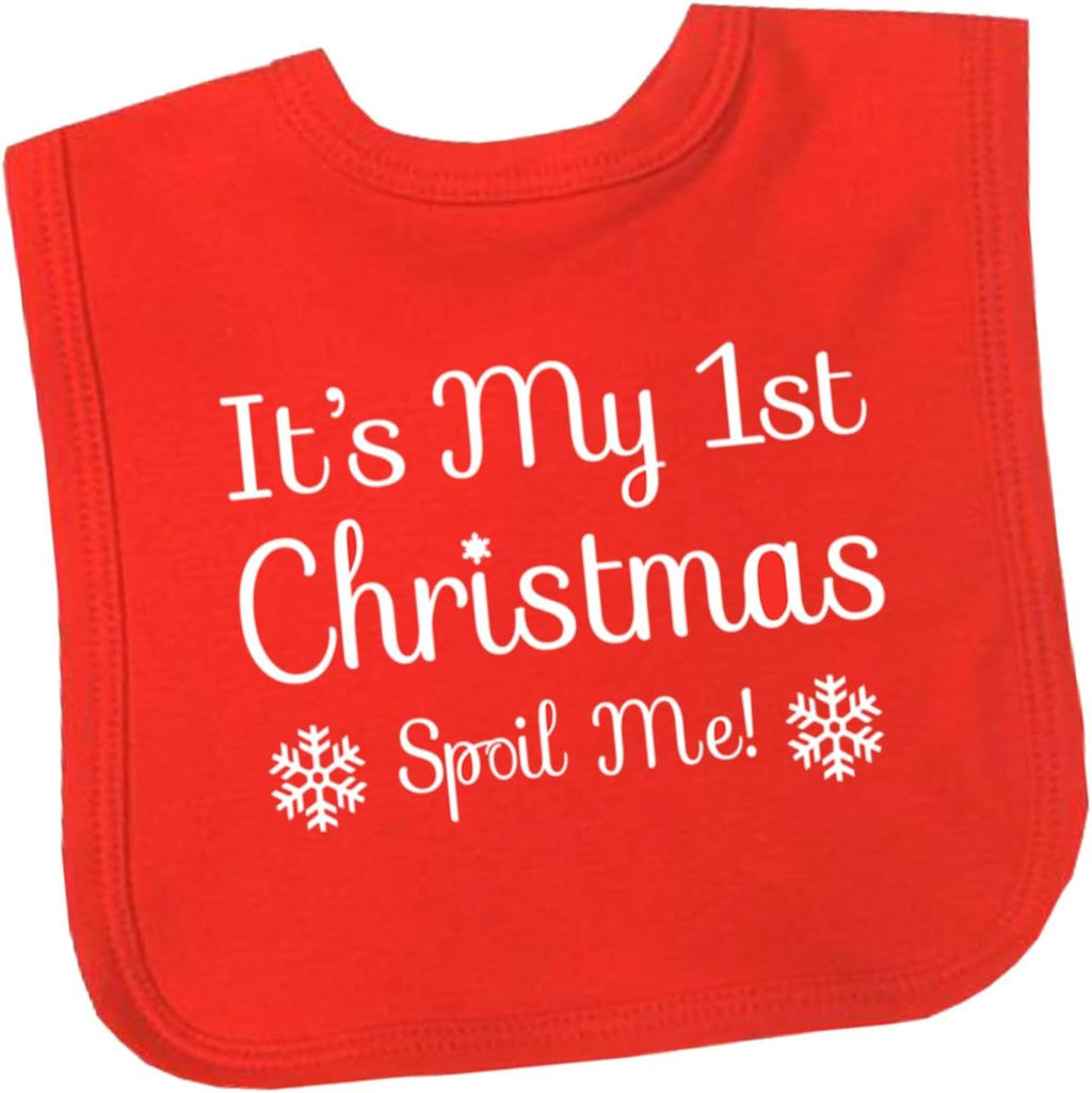 BabyPrem Baby Bib My 1st Christmas Spoil Me Feeding Clothes Boy Girl Unisex Red