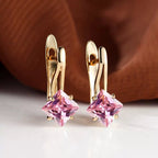 Stylish New Purple Zircon Geometric Earrings