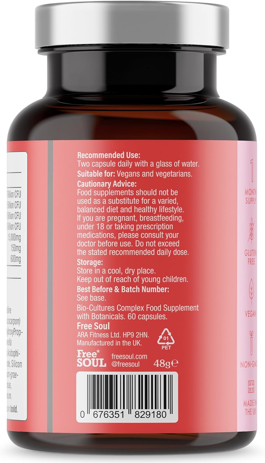 Intimate Flora for Women – 20 Billion CFU with cranberry, fenugreek & chlorella. 60 capsules by Free Soul