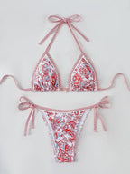 Womens Printed Two-Piece Swimsuit With Tie-Back Design