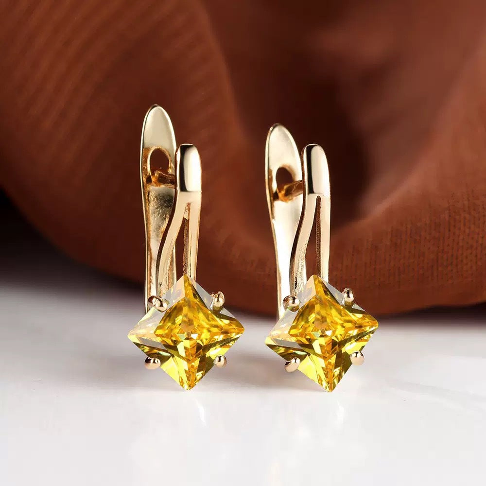 Stylish New Purple Zircon Geometric Earrings