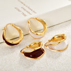 Copper-Plated Real Gold Enamel Dripping-Oil Earrings