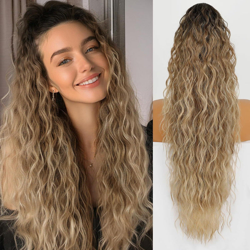 European And American-style Large Clip-in Long Wavy Ponytail Tiger-claw Long Curly Ponytail Wig