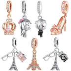 Copper-Plated Silver Dating Travel Camera Tower DIY Pendant