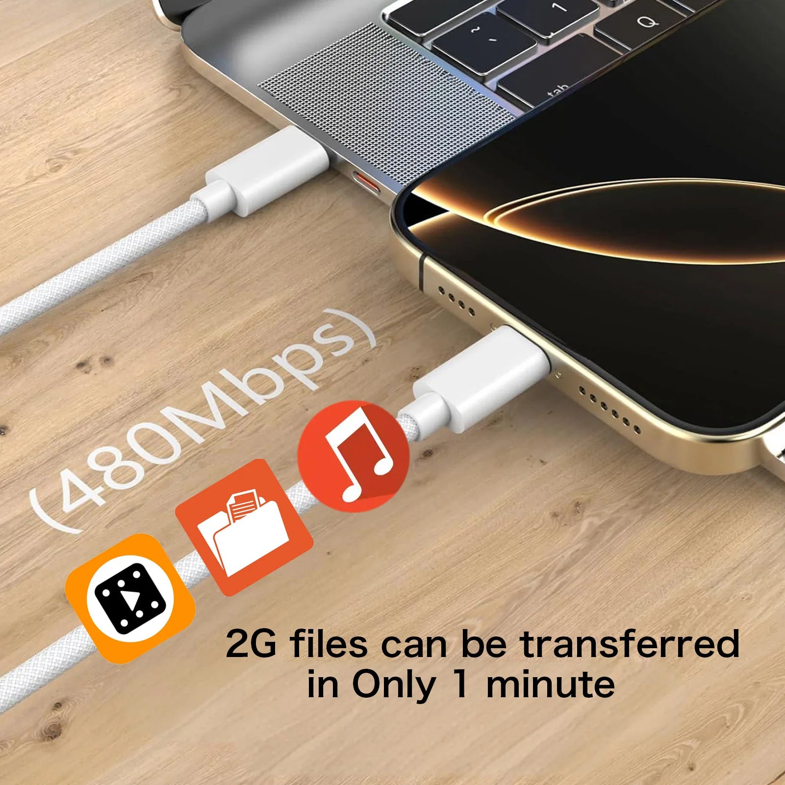 PD60W USB-C to USB-C Fast Charging Cable for iPhone