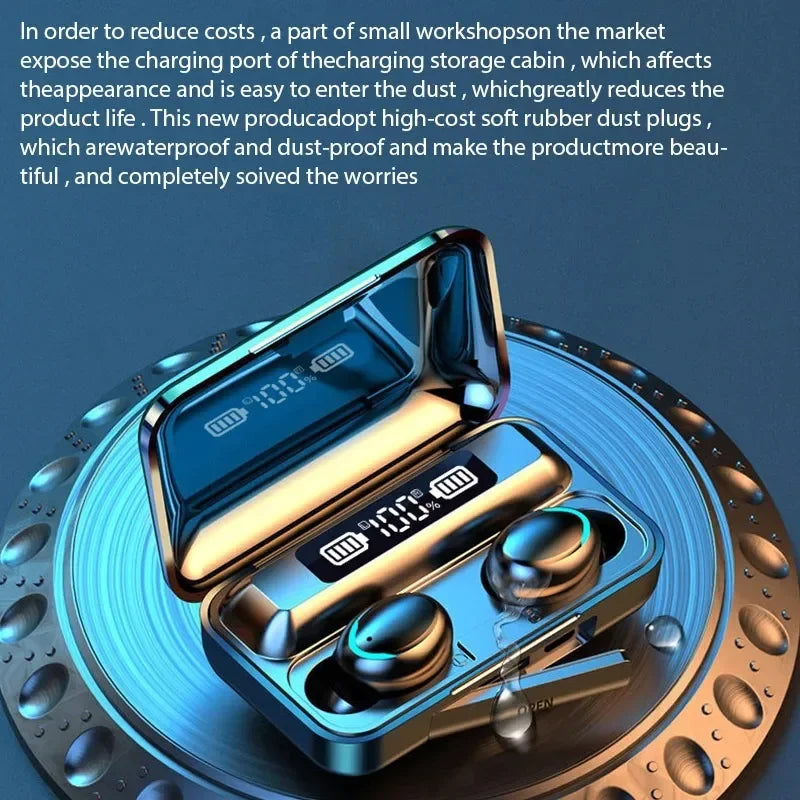 F9 TWS Wireless Earphones – Bluetooth earbuds with LED display