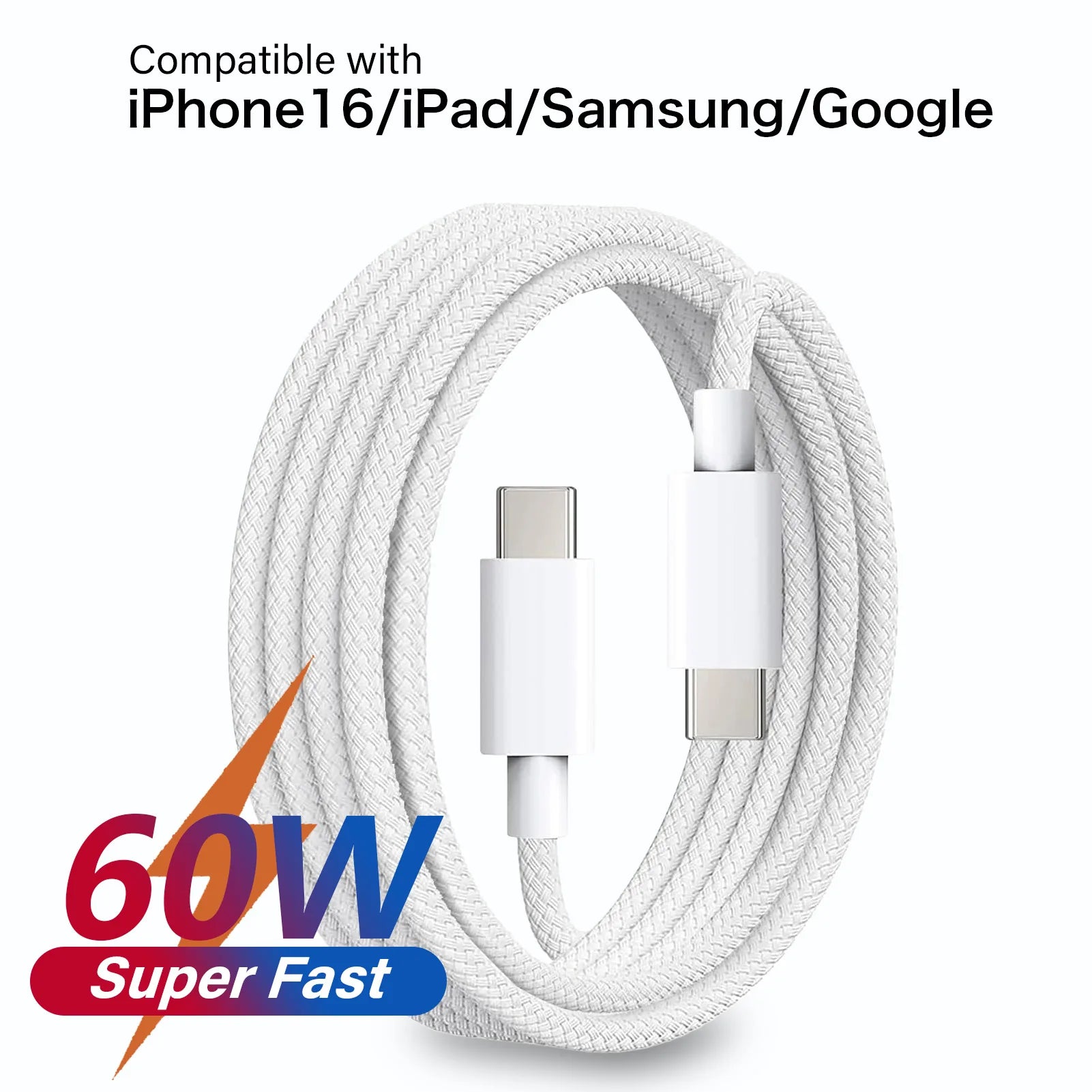 PD60W USB-C to USB-C Fast Charging Cable for iPhone