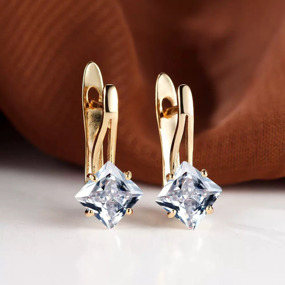 Stylish New Purple Zircon Geometric Earrings
