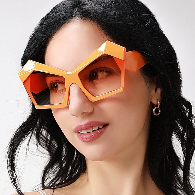 Cat's Eye Polygon Large Rim Sunglasses Female