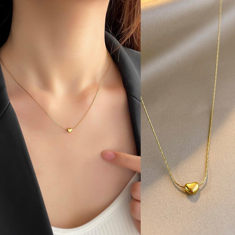 Fashionable Non-fading Heart-shaped Necklace Simple Vintage Titanium Steel Earrings