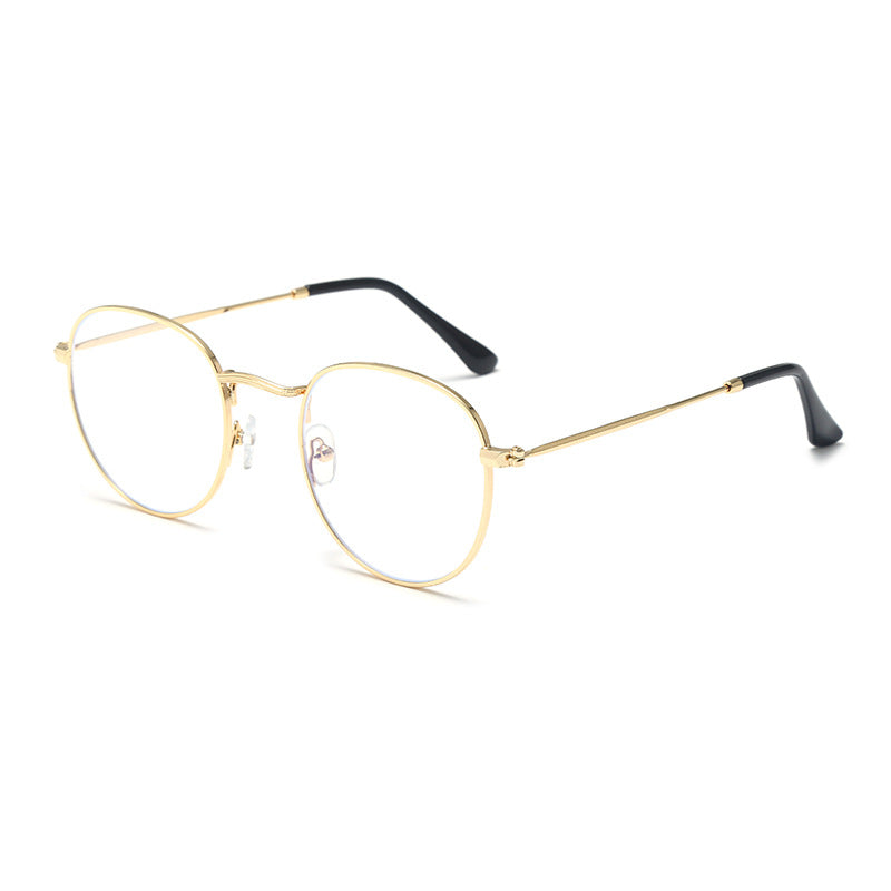 HD Anti-blue Ray Fashion Round Frame Metal Sunglasses