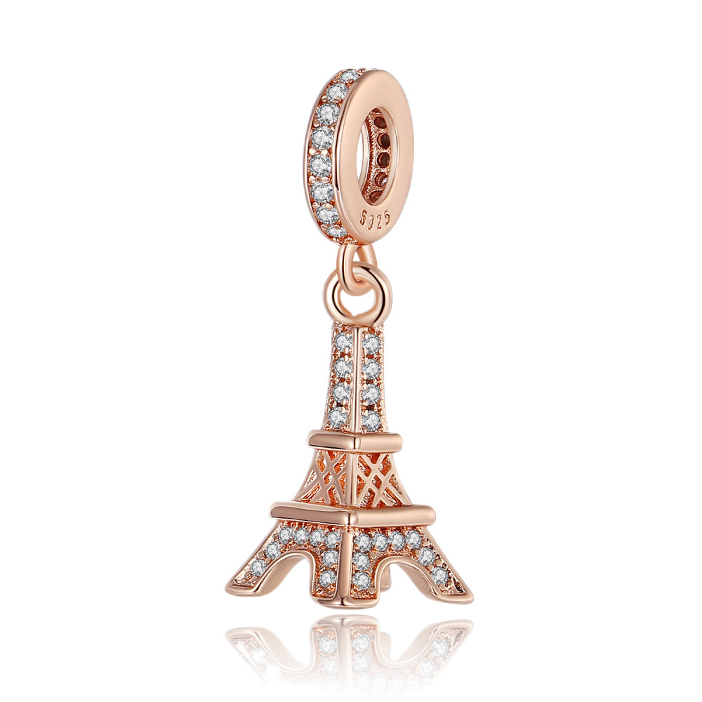 Copper-Plated Silver Dating Travel Camera Tower DIY Pendant