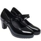 Genuine Soft Leather Womens Pumps With A Round Toe And High Heel