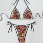 Womens Printed Two-Piece Swimsuit With Tie-Back Design